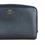 Coach Cosmetic Pouch Navy Blue Pebbled Leather