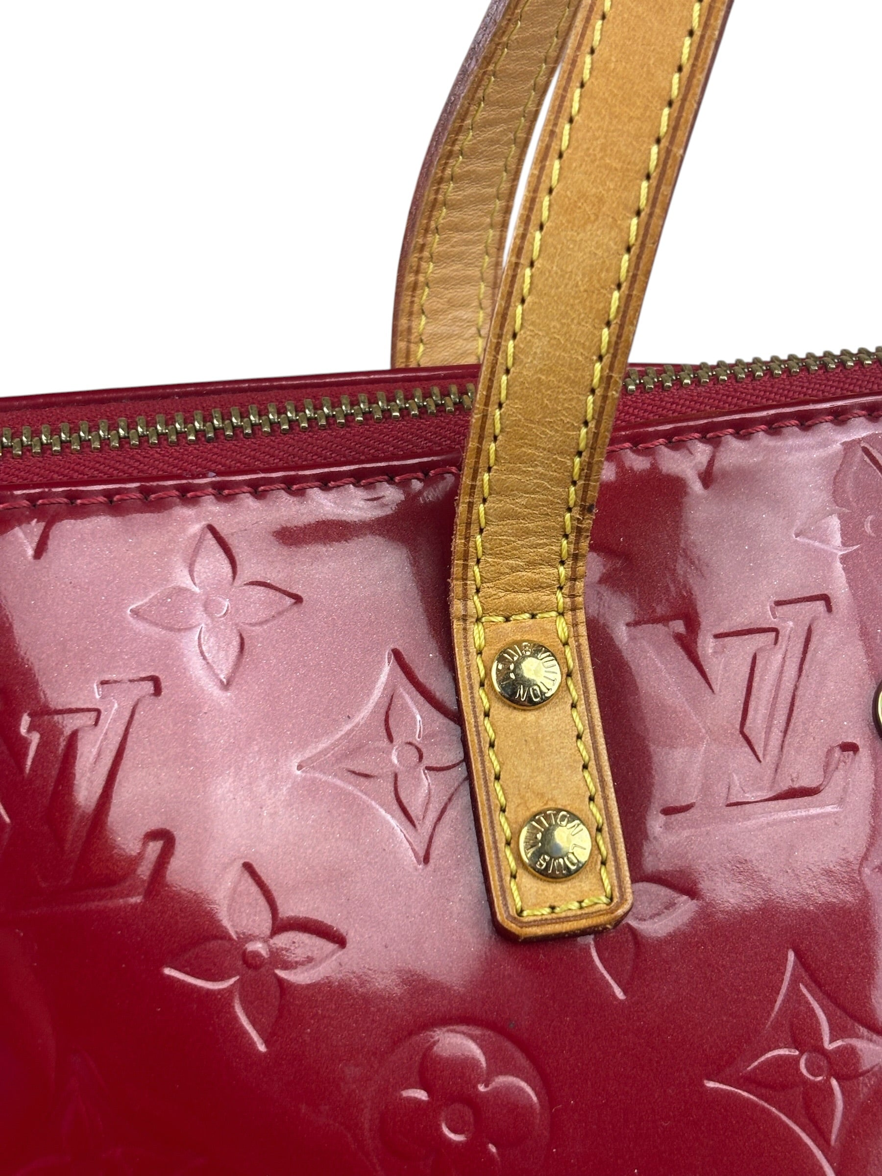 Louis Vuitton Red Leather Monogram Vernis Bellevue Handbag PM