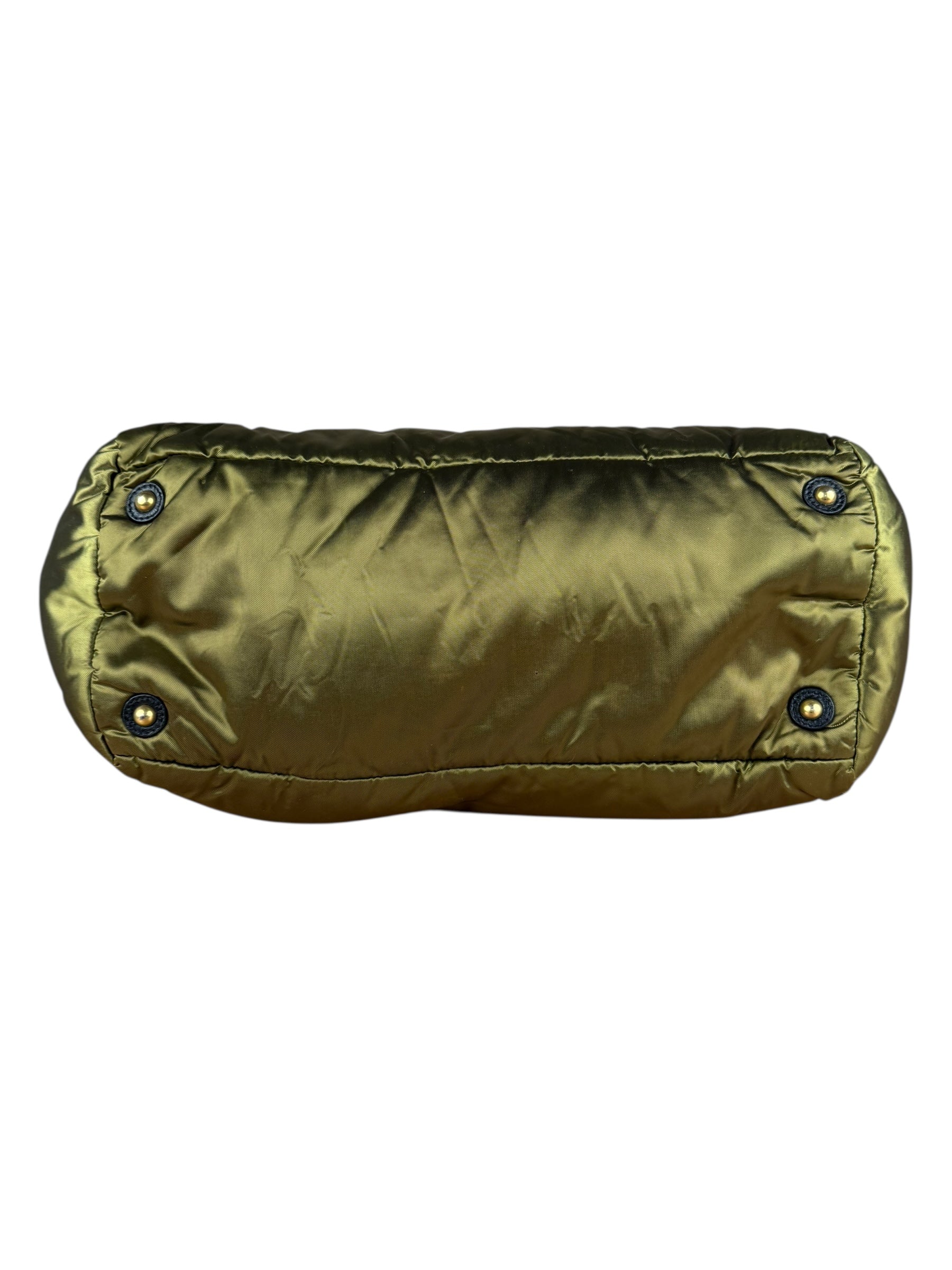 Celine Vintage Green Nylon Puffer Handbag