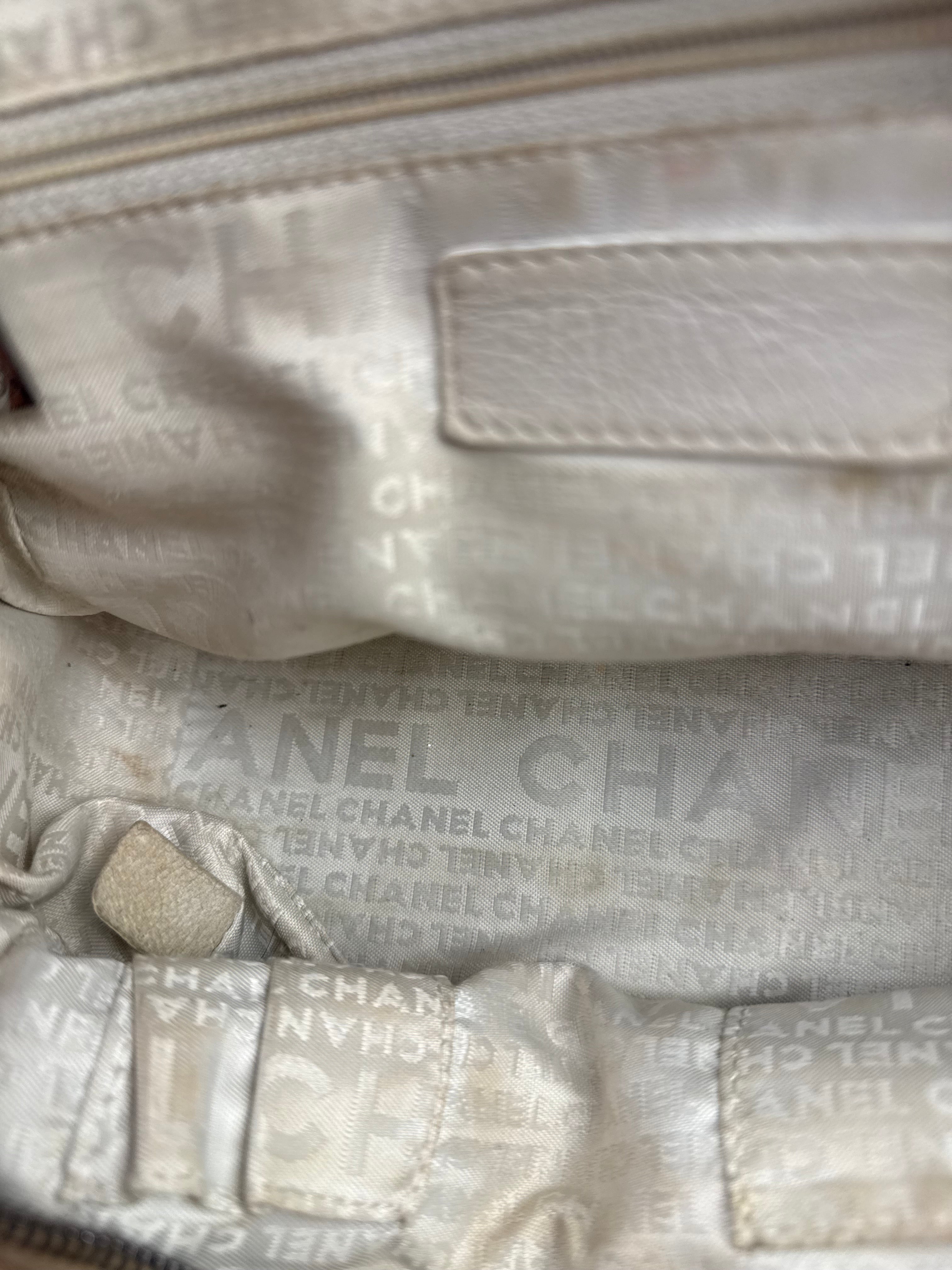 Chanel Beige Leather Chocolate Bar Bowler Bag 2004