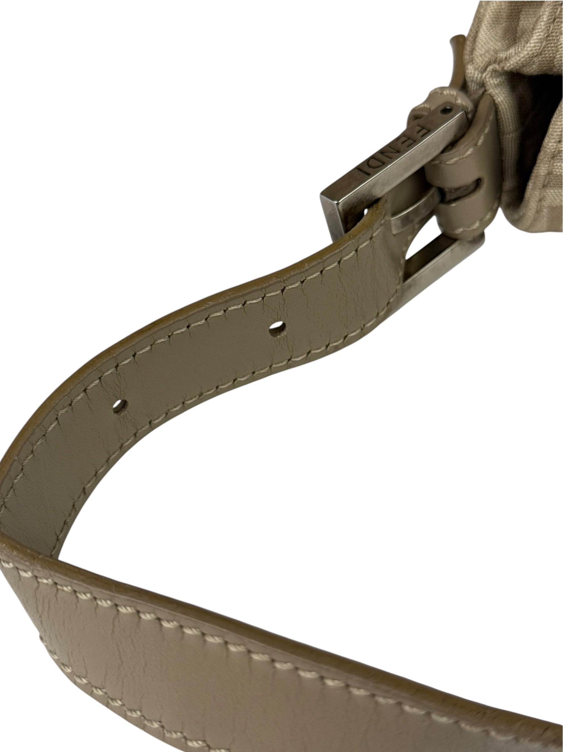 Fendi Grey Leather Trim Zucca Baguette