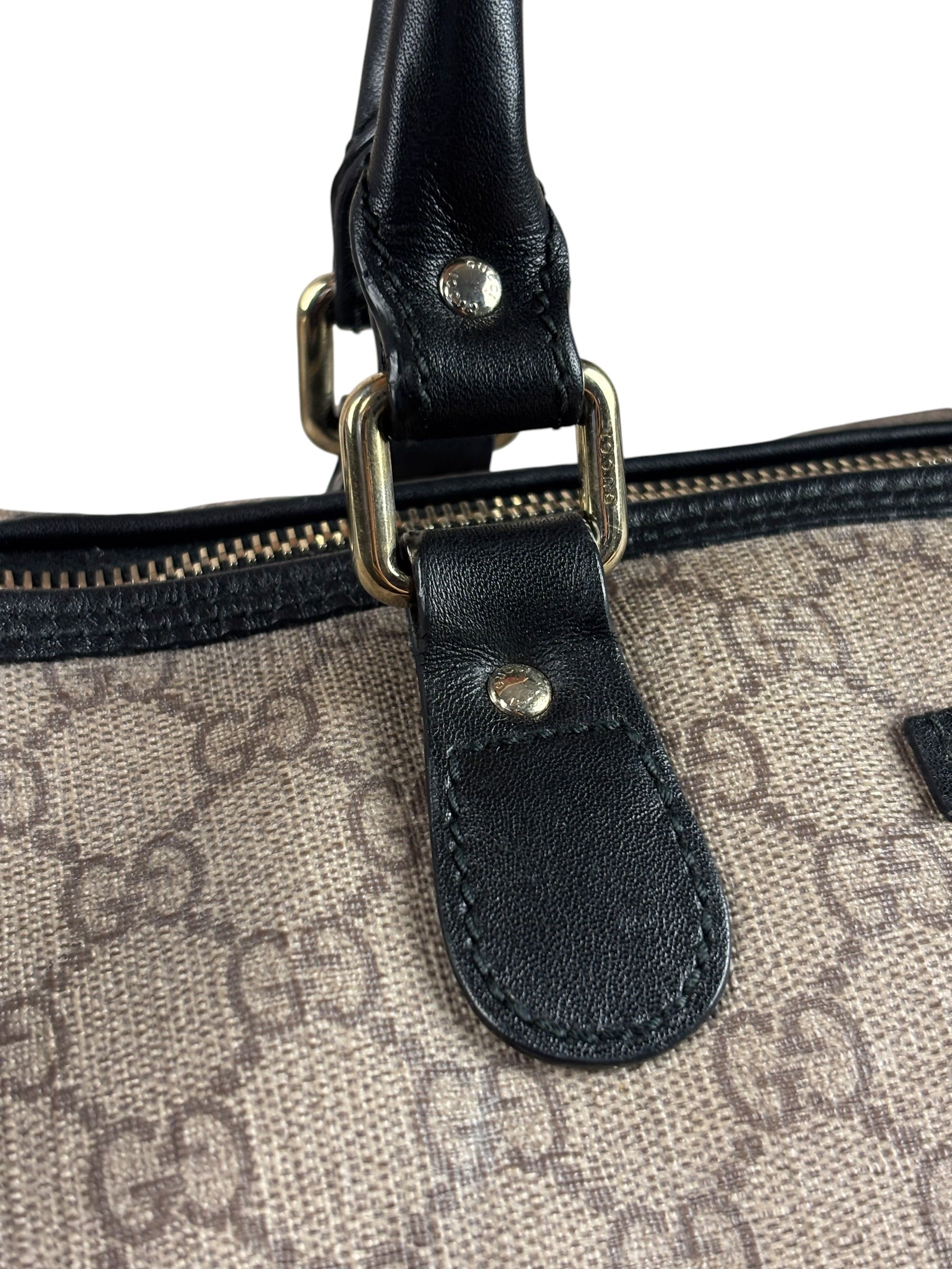 Gucci Beige Leather Gg Supreme Italian Flag Joy Boston Bag
