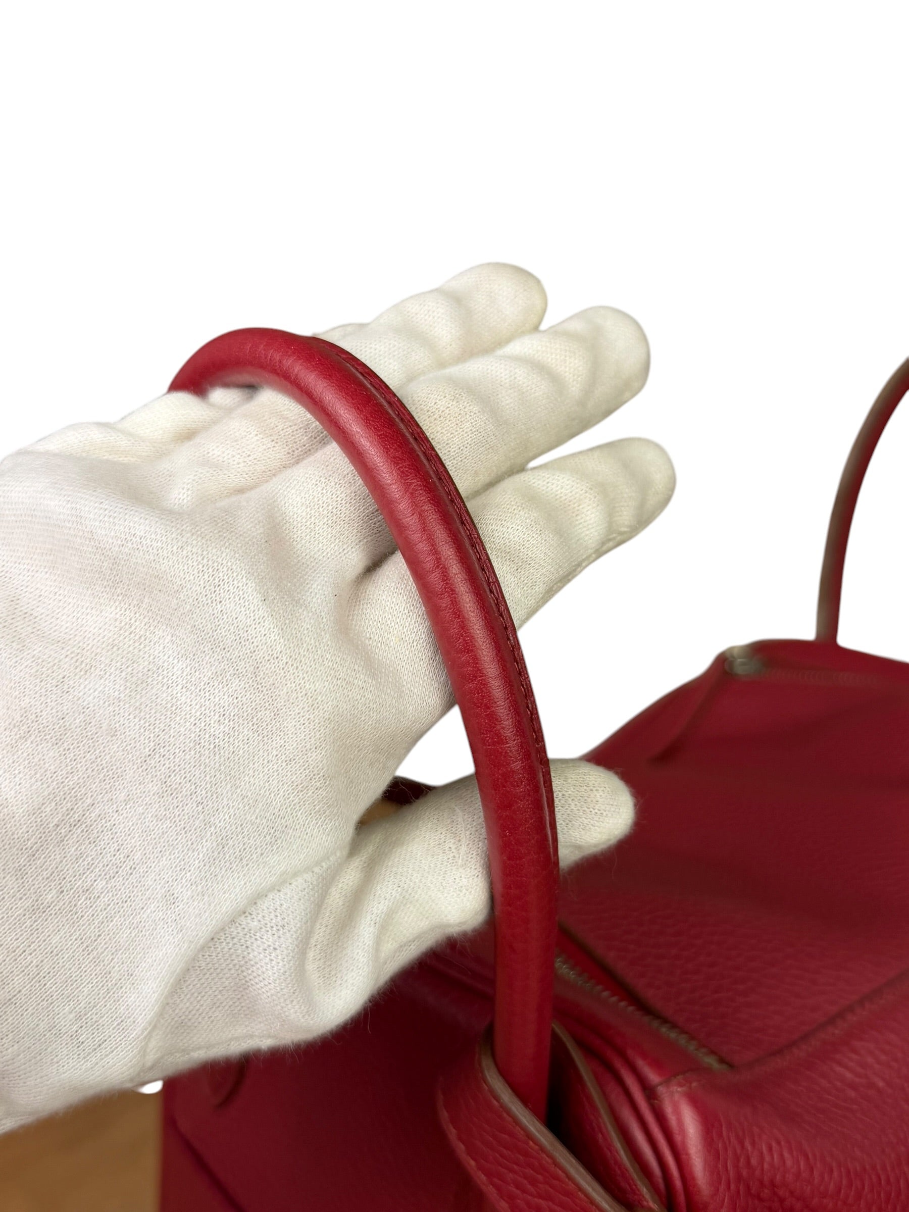 Hermes Lindy 34 Red/Fuchsia Clemence Leather Handbag 2014