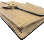 Gucci Light Caramel Pebbled Leather Wallet On Chain