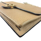 Gucci Light Caramel Pebbled Leather Wallet On Chain