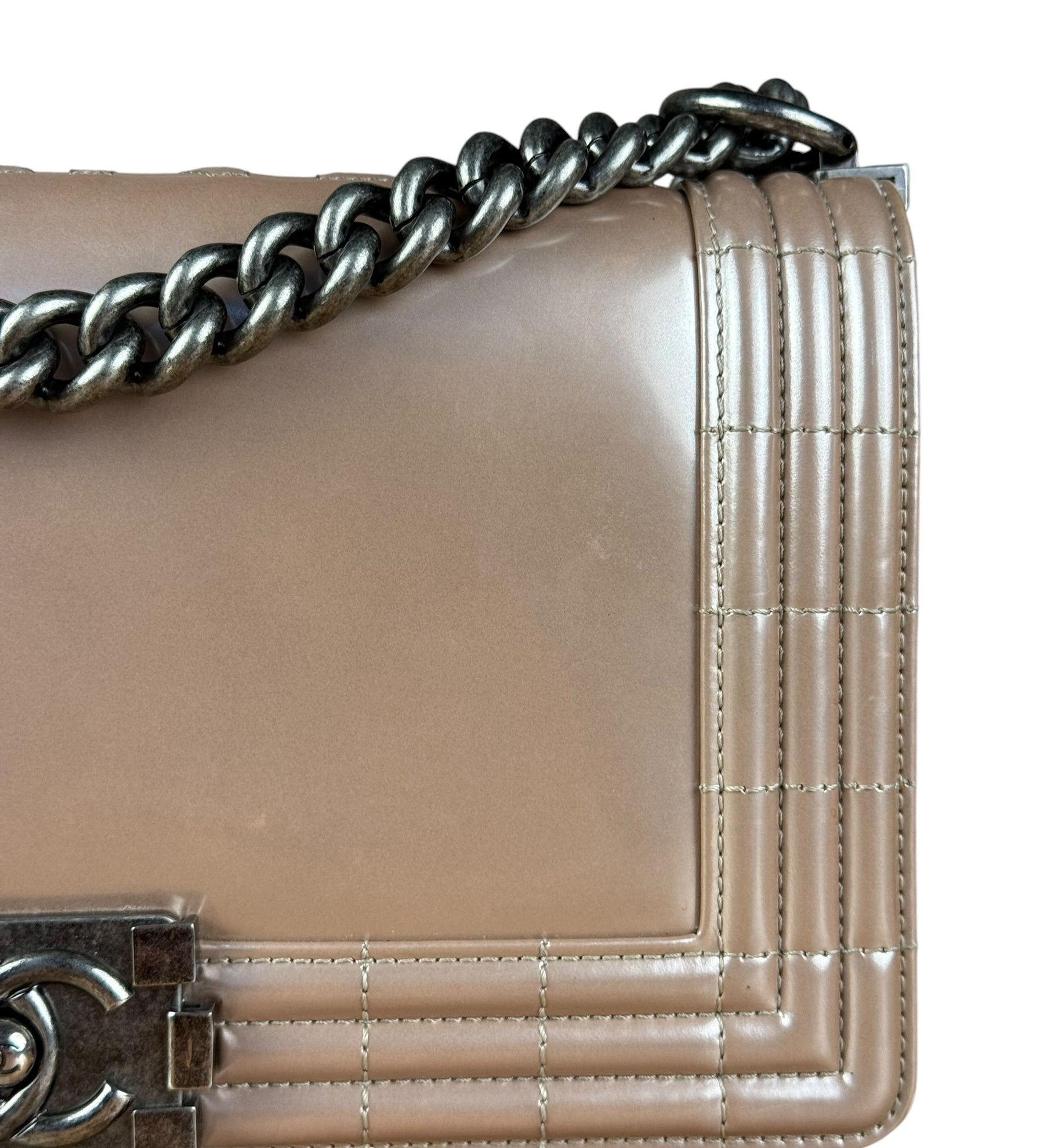 Chanel Pink Glazed Calfskin M Boy Bag 2012