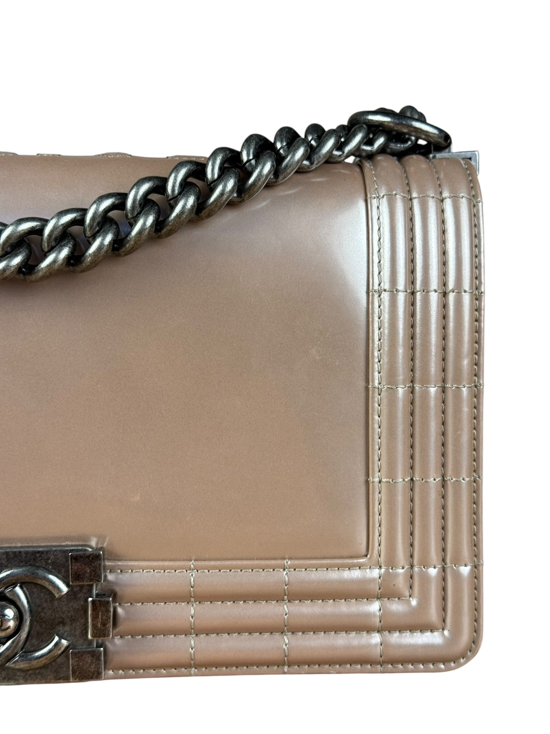 Chanel Pink Glazed Calfskin M Boy Bag 2012