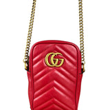 Gucci GG Marmont Vertical Phone Crossbody Bag Red