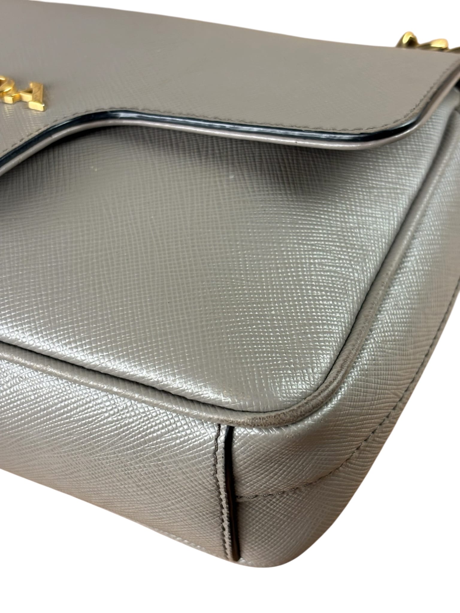 Prada Grey Saffiano Leather Cuir Pattina Crossbody