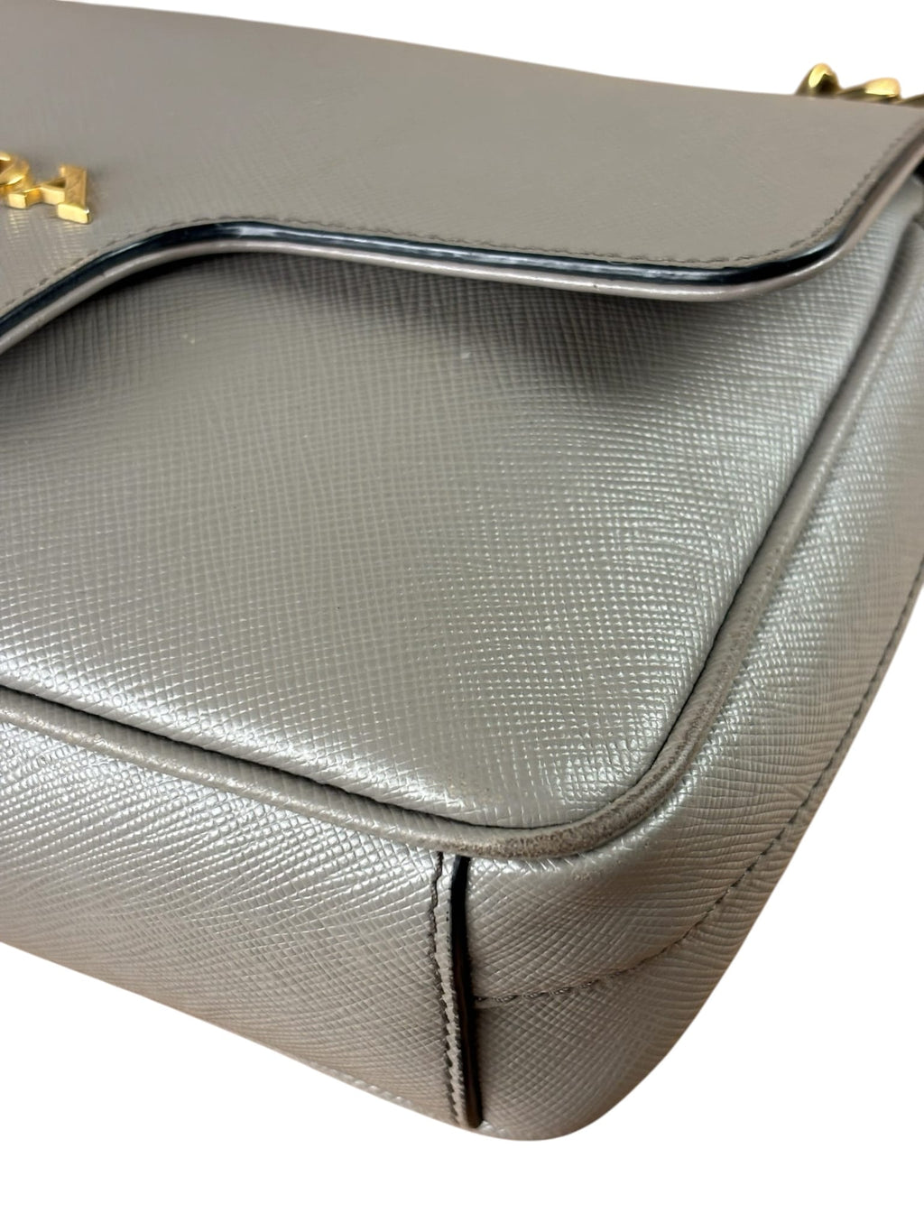 Prada Grey Saffiano Leather Cuir Pattina Crossbody