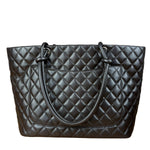 Chanel Brown Quilted Leather Cambon Ligne Shoulder Tote 2004