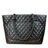 Chanel Brown Quilted Leather Cambon Ligne Shoulder Tote 2004