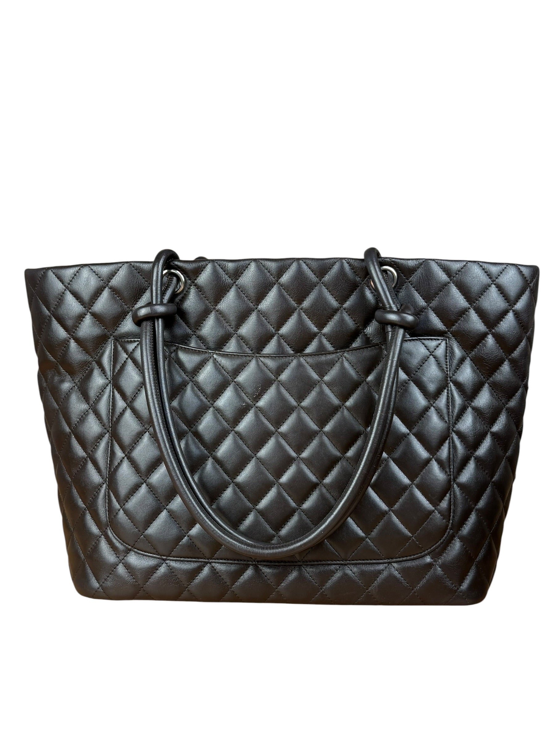 Chanel Brown Quilted Leather Cambon Ligne Shoulder Tote 2004