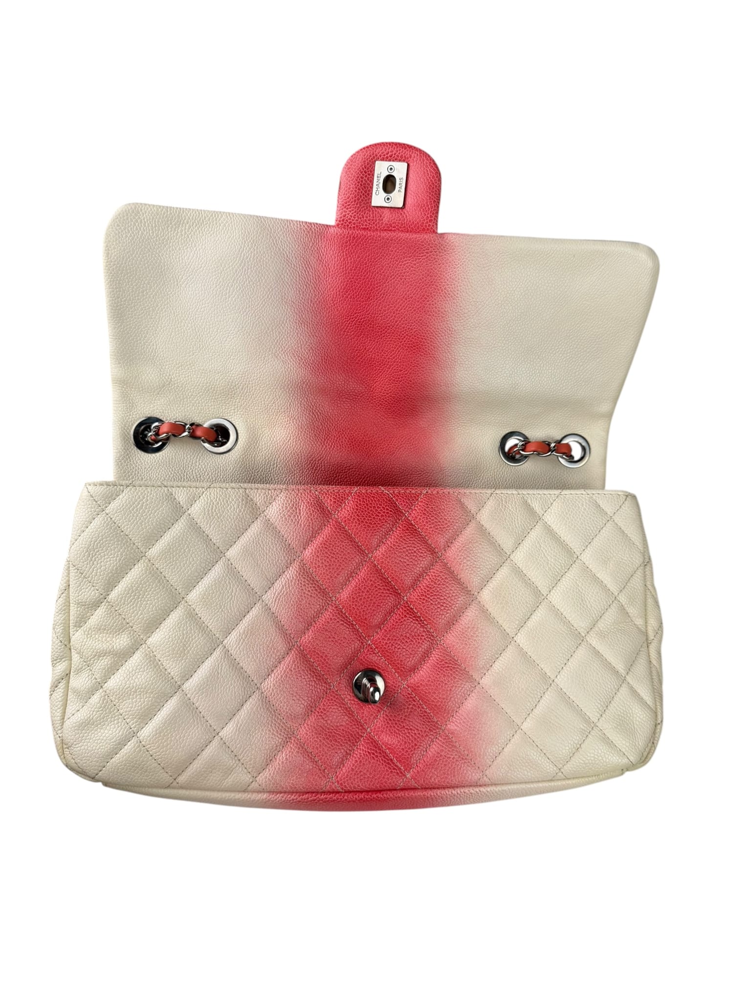 Chanel Quilted Caviar Ivory/Pink Ombre Jumbo Flap 2013