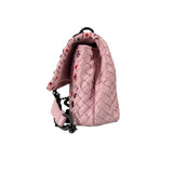 Bottega Veneta Baby Pink Leather Intrecciato Embroidered Flap Bag