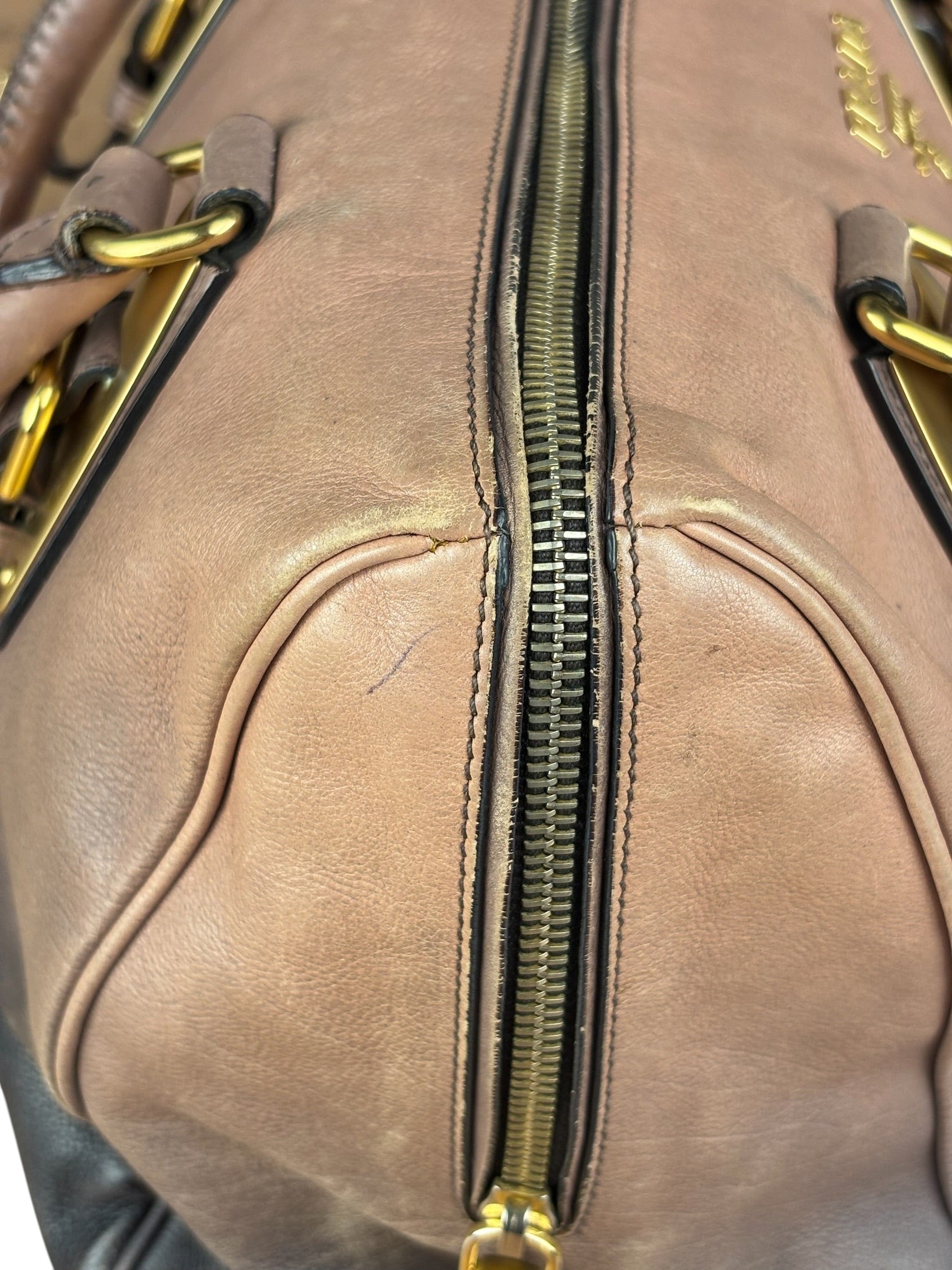 Prada Bicolor Cervo Ombre Leather Top Handle Bag