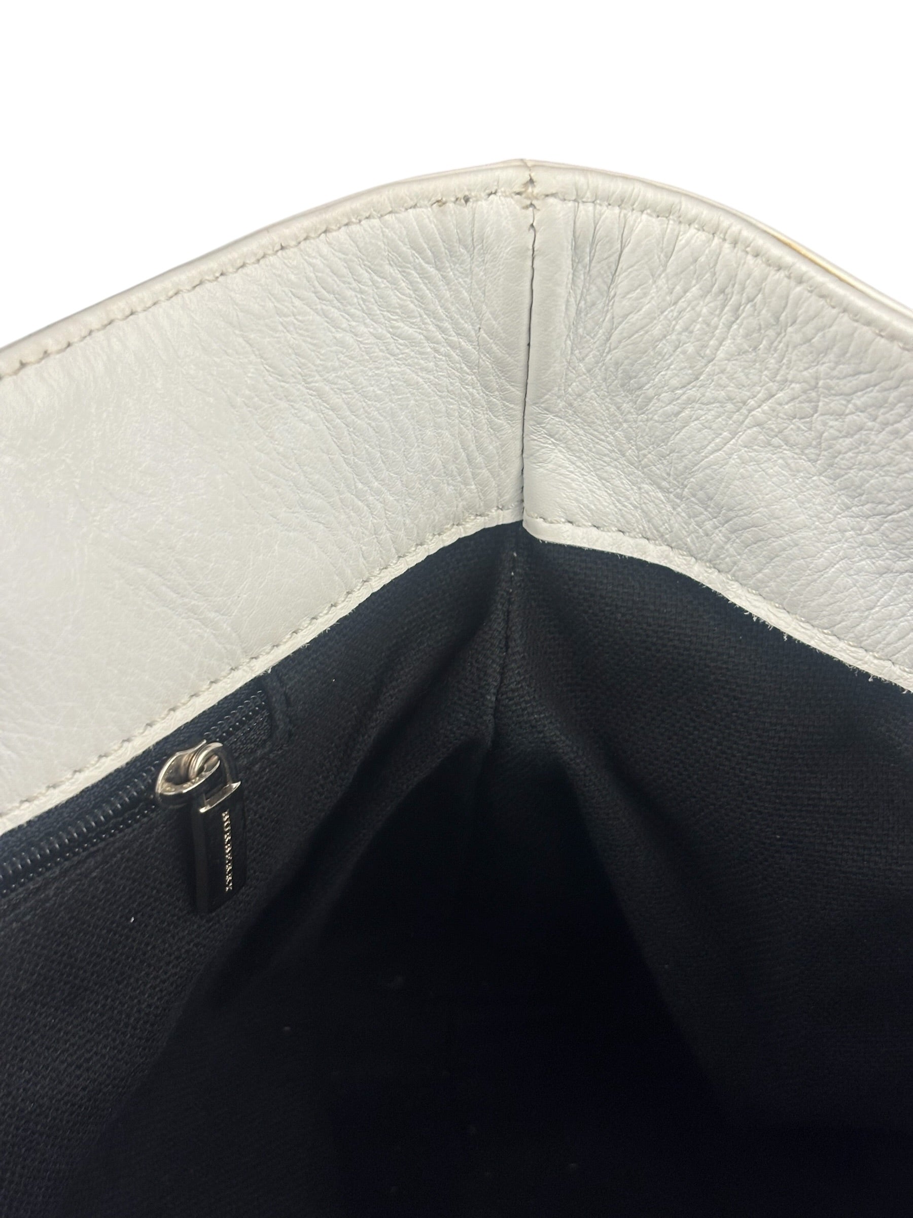Burberry White Leather Bamboo Cinch Tote