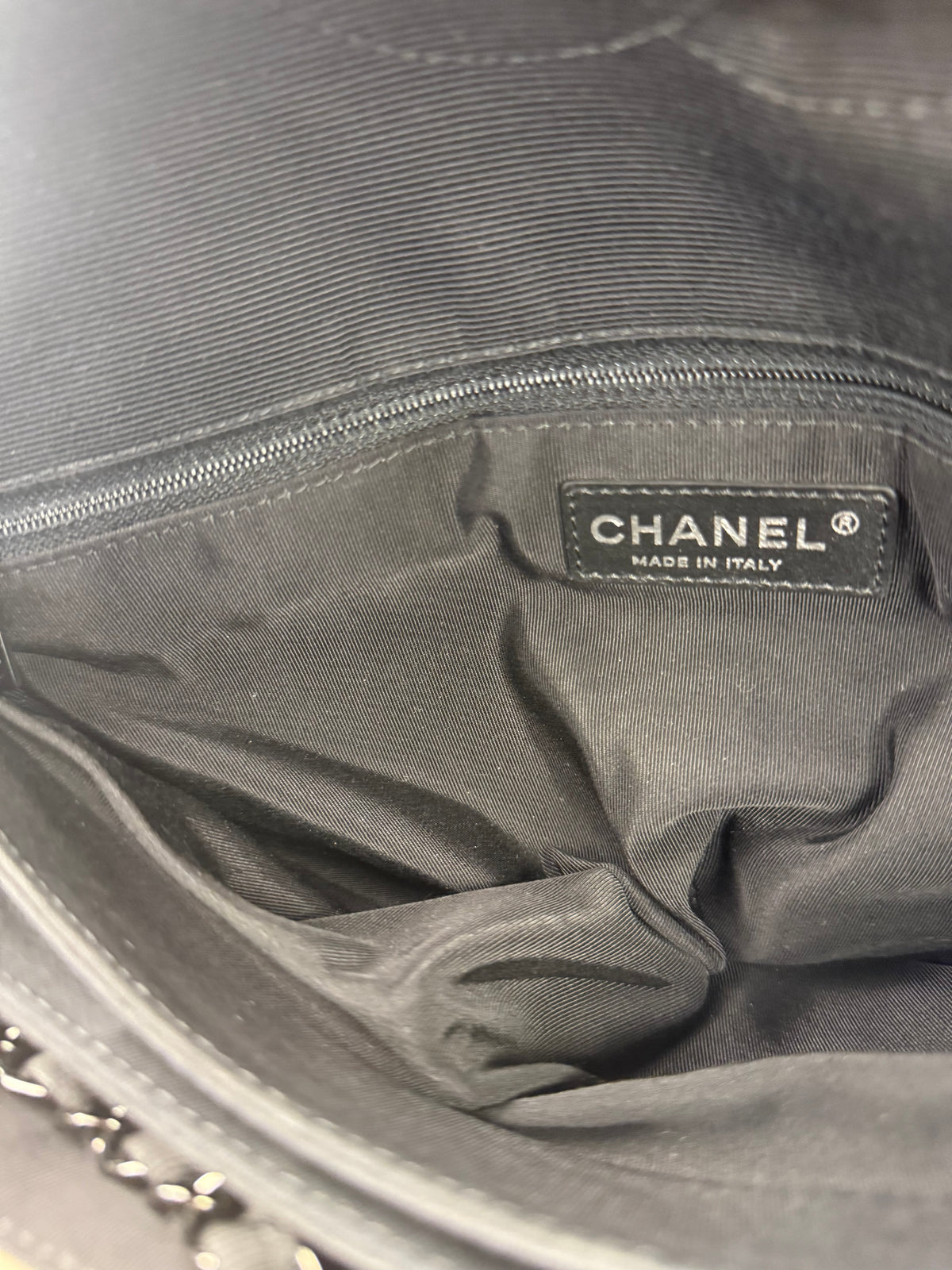 Chanel Beige/Navy Quilted Lambskin Flap Bag 2015