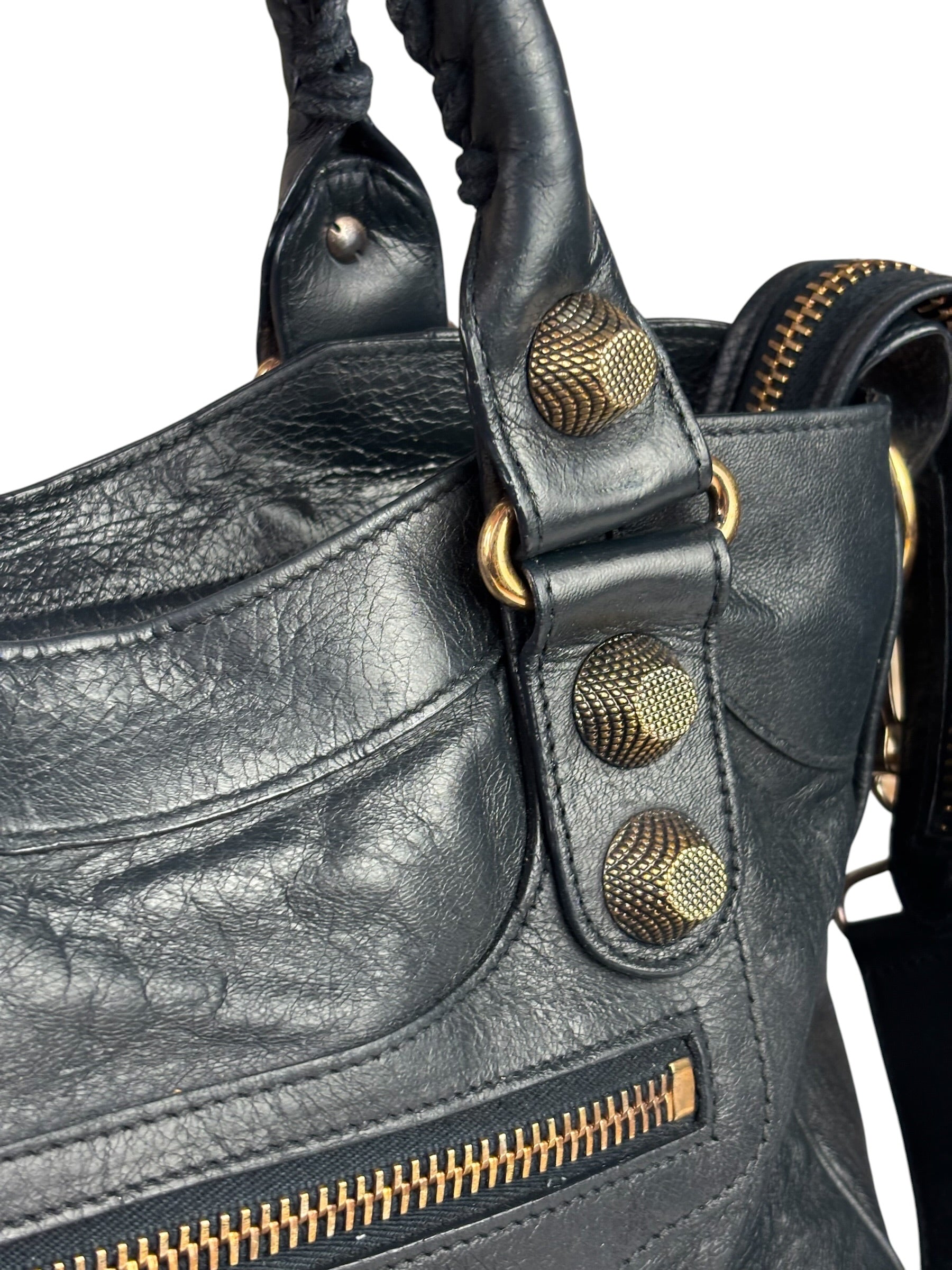 Balenciaga Vintage Navy Leather City Two-Way Bag