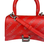 Balenciaga Red Leather Hourglass XS Rhinestones Two-Way Bag
