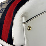 Gucci Navy Leather Trim GG Sherry Line Heritage Shoulder Bag