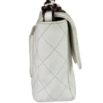 Chanel White Quilted Caviar Wooden M Flap 1999
