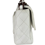 Chanel White Quilted Caviar Wooden M Flap 1999