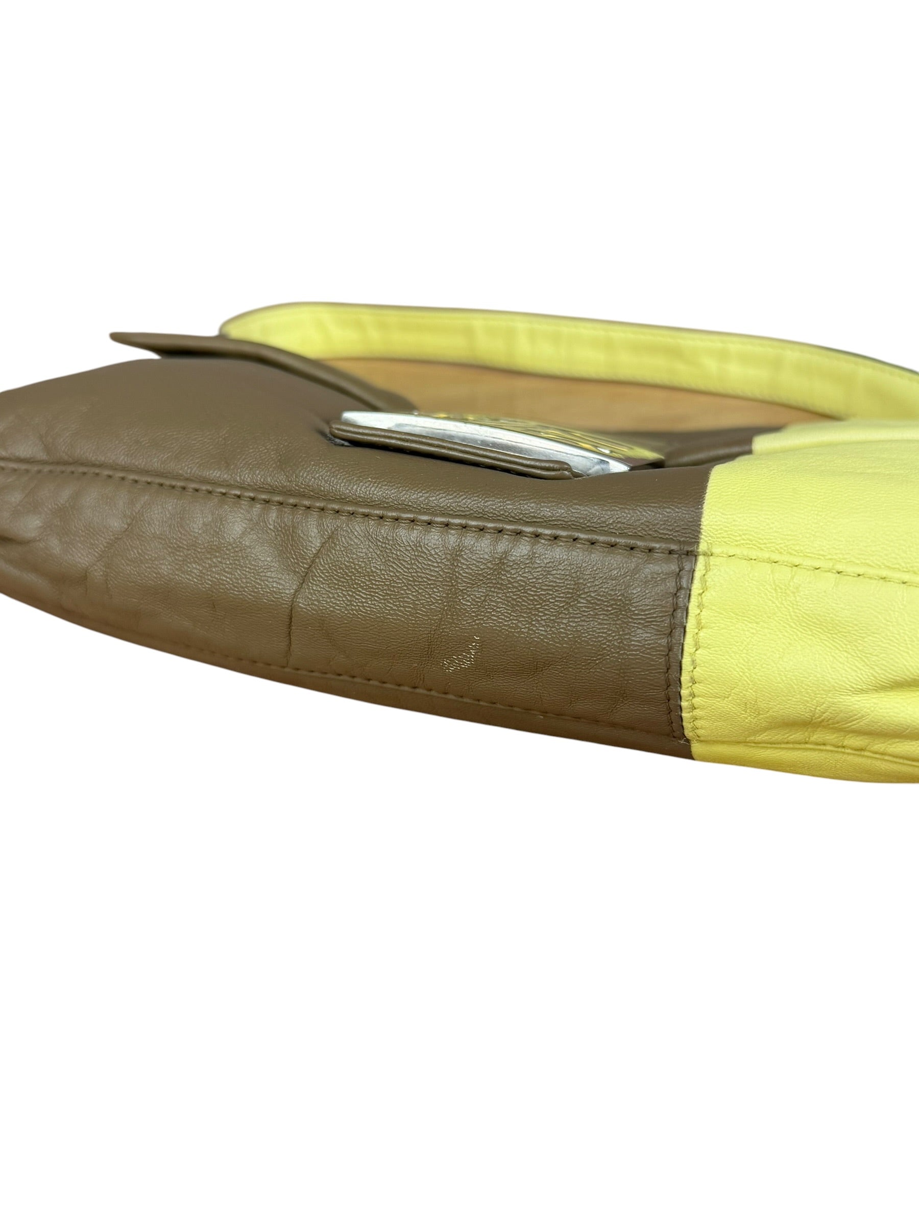 Fendi Yellow Wave Buckle Leather Baguette