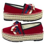 Gucci Red Velvet Pilar Platform Espadrilles