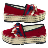 Gucci Red Velvet Pilar Platform Espadrilles