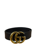 Gucci Black Leather GG Buckle Belt
