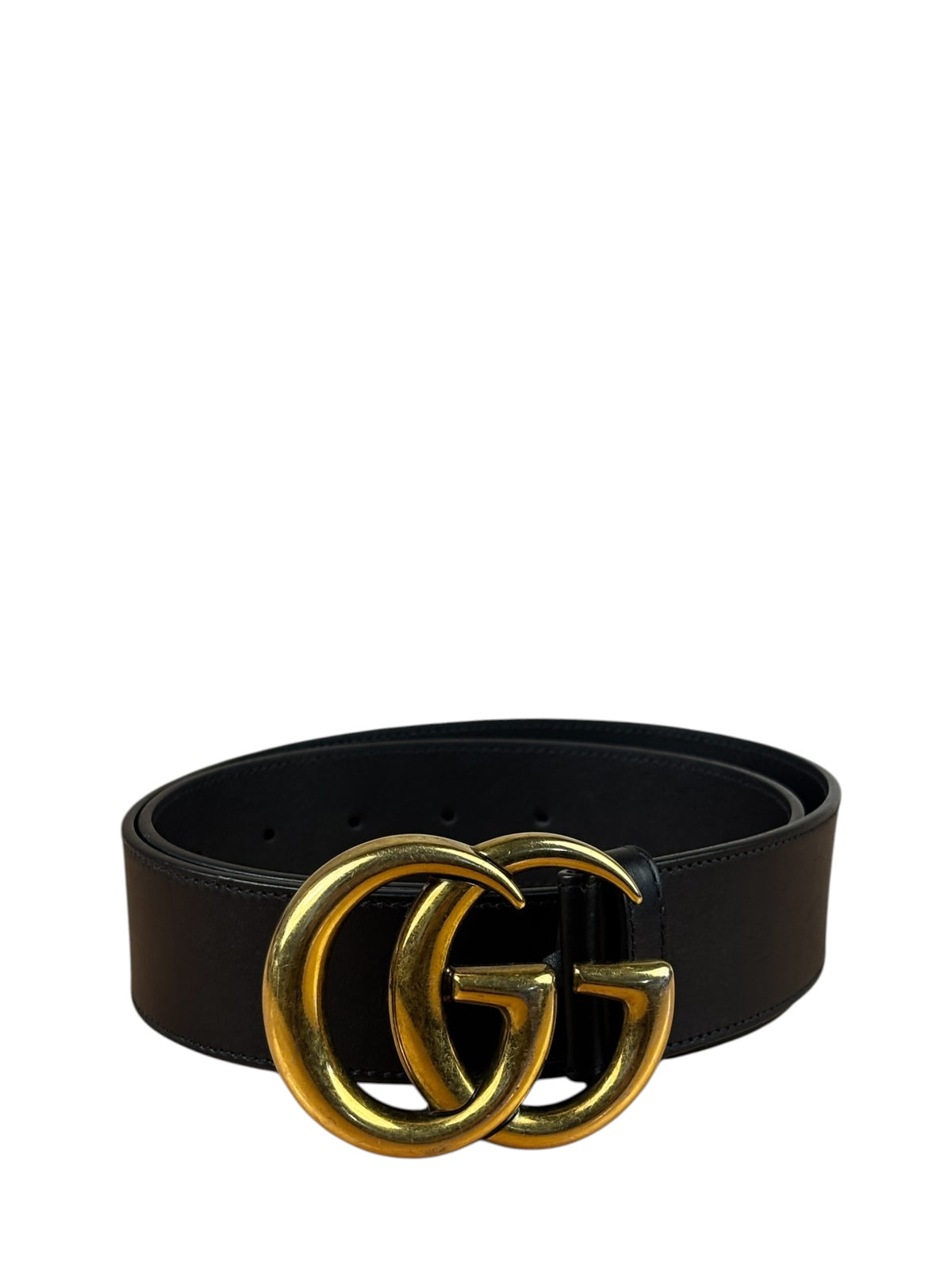 Gucci Black Leather GG Buckle Belt