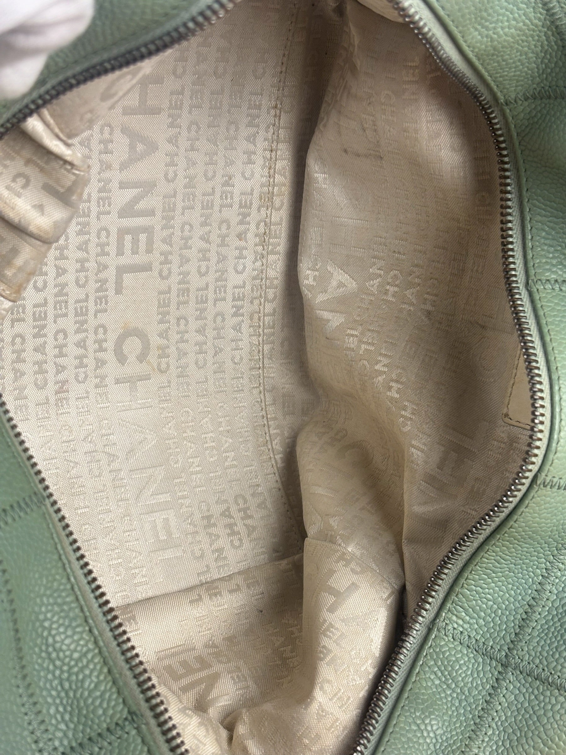 Chanel Light Green Quilt LAX Leather Bowler Bag 2004