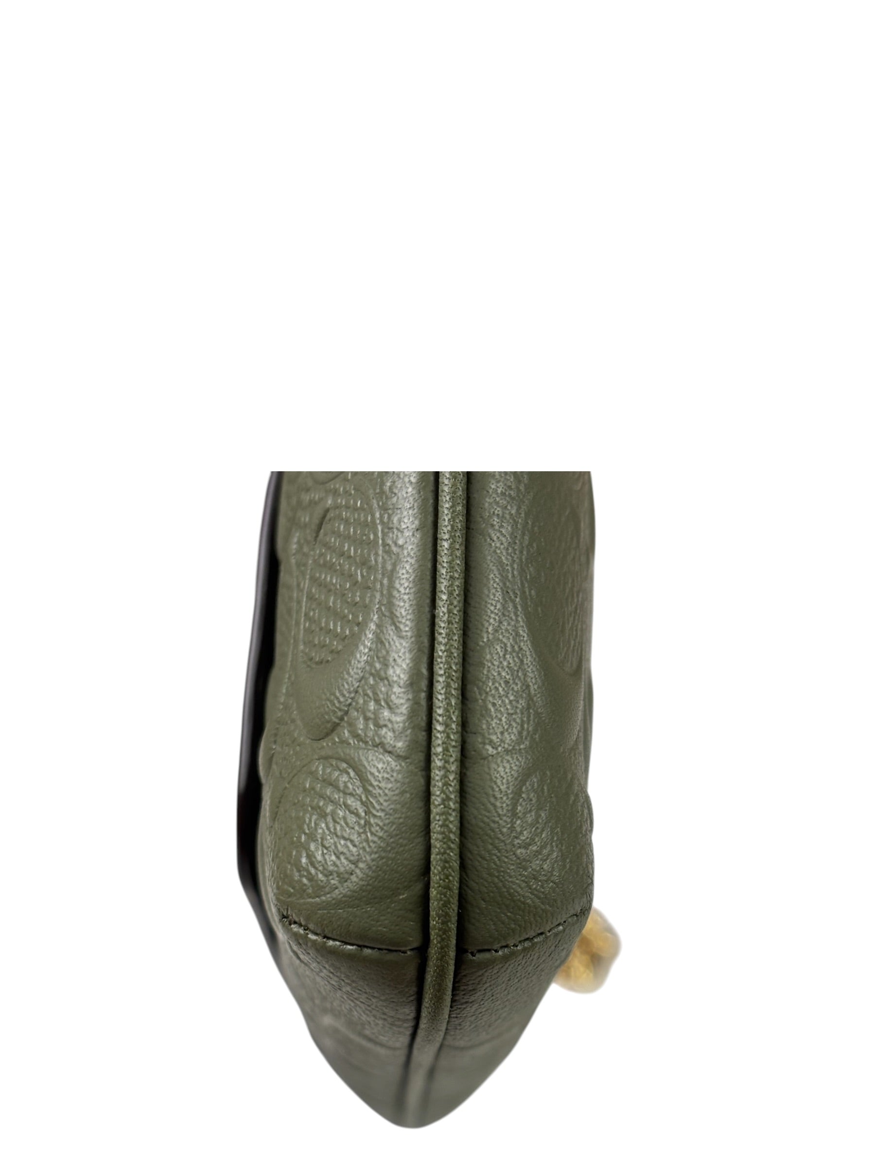 Coach Military Green Leather Signature Wristlet