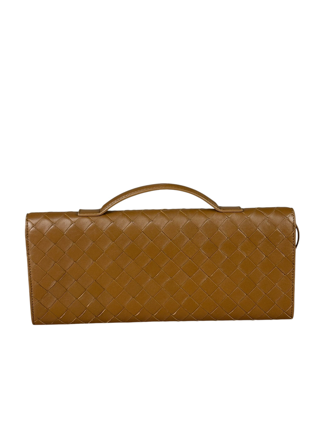 Bottega Veneta Caramel Leather Intrecciato Adiamo Clutch