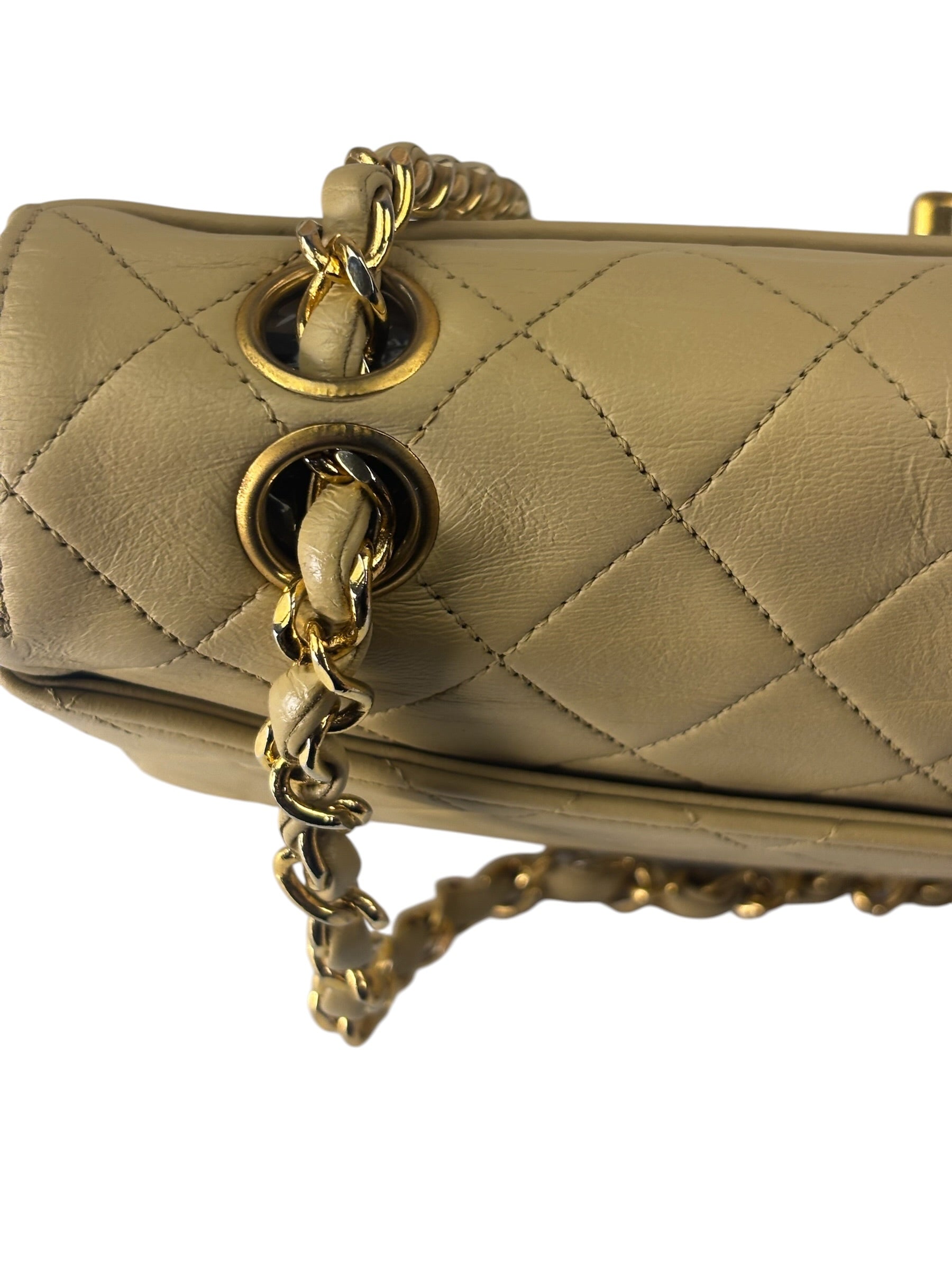 Chanel Vintage Beige Quilted Leather Diana Flap Bag 1989