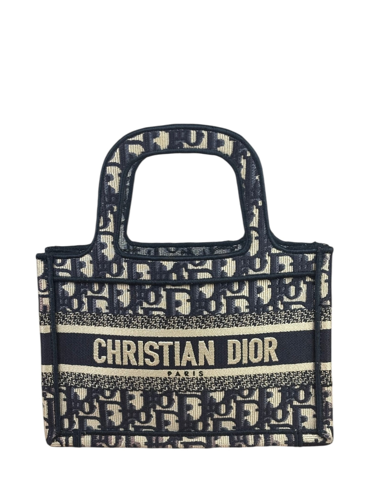 Christian Dior Navy Small Oblique Embroidery Tote