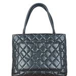 Chanel Vintage CC Black Quilted Caviar Leather Medallion Tote Bag 2002