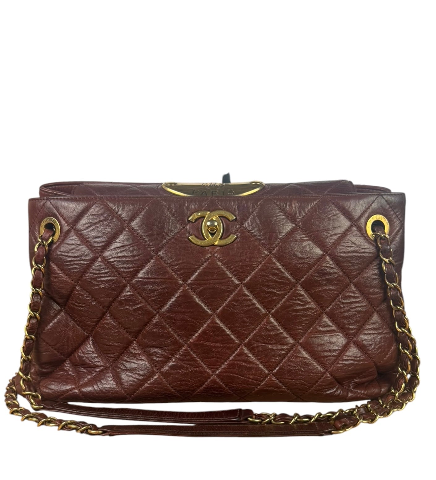 Chanel Burgundy Quilted Leather Portopello Bowler Bag 2014