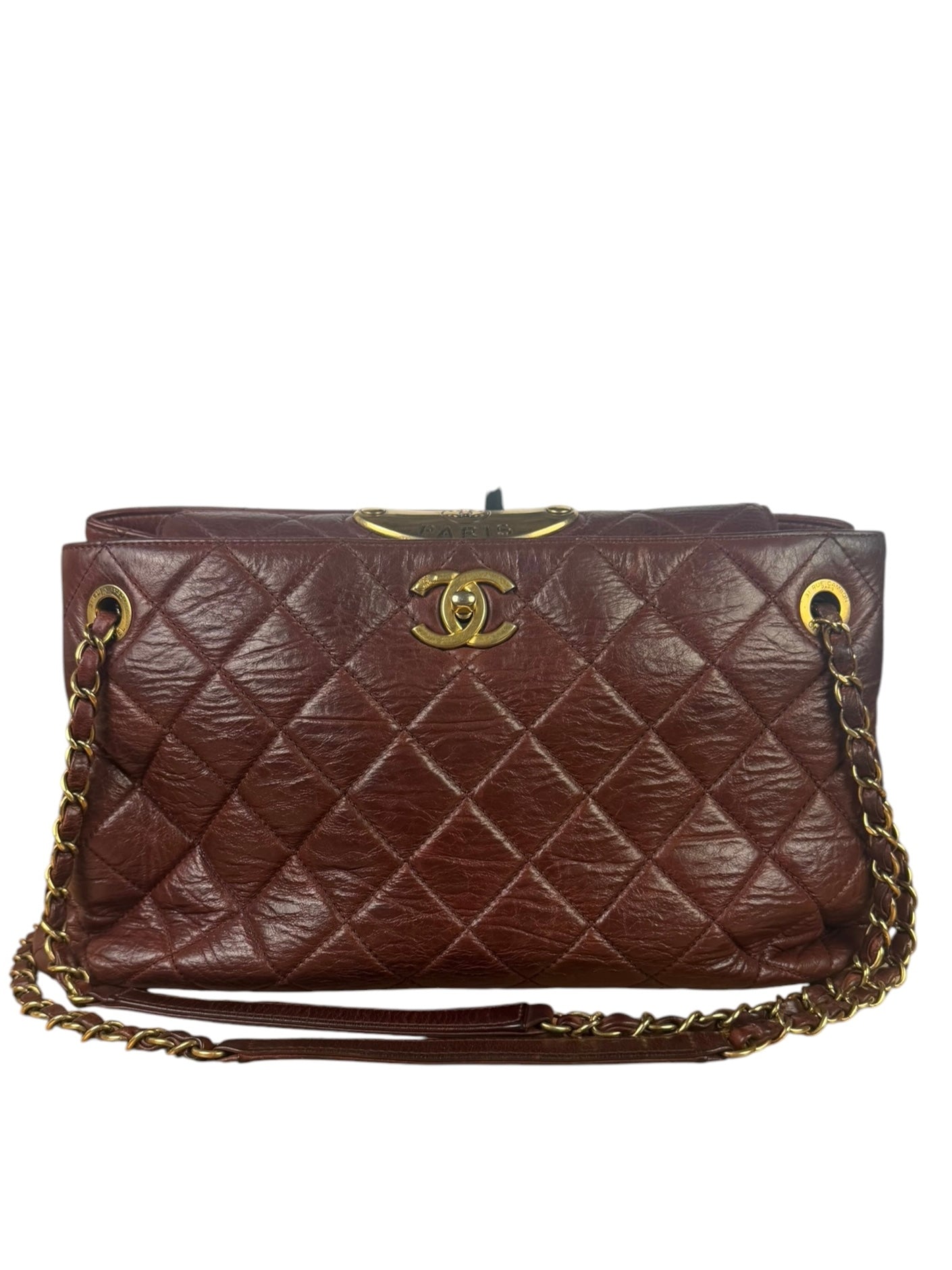 Chanel Burgundy Quilted Leather Portopello Bowler Bag 2014