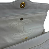 Chanel CC White Quilted Double Flap Bag 1988