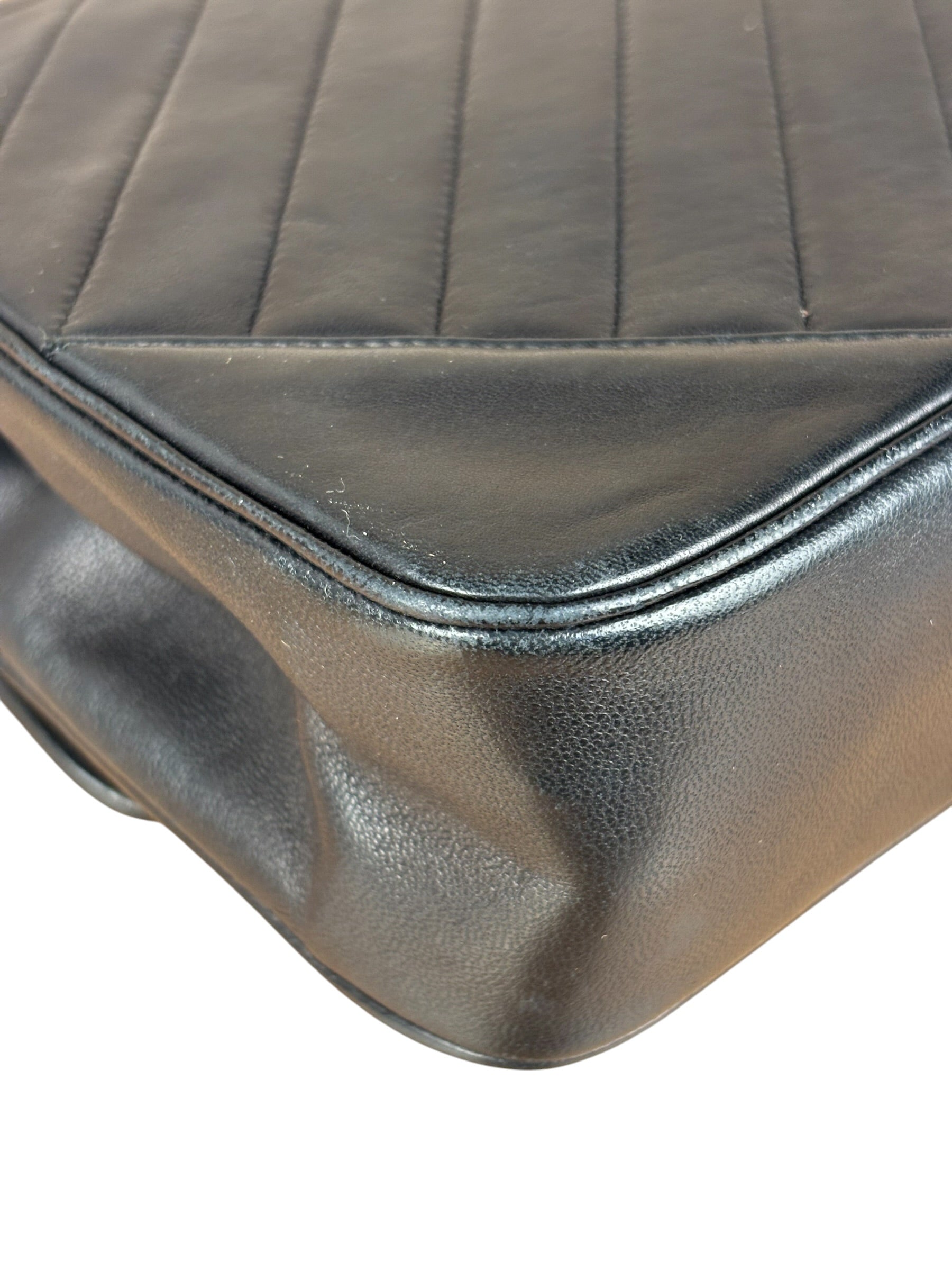 Chanel Vintage Black Chevron Flap Shoulder Bag- Late 1990's
