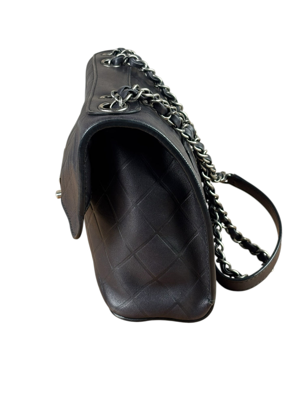 Chanel Black Embossed Leather CC Clasp Flap Bag 2015