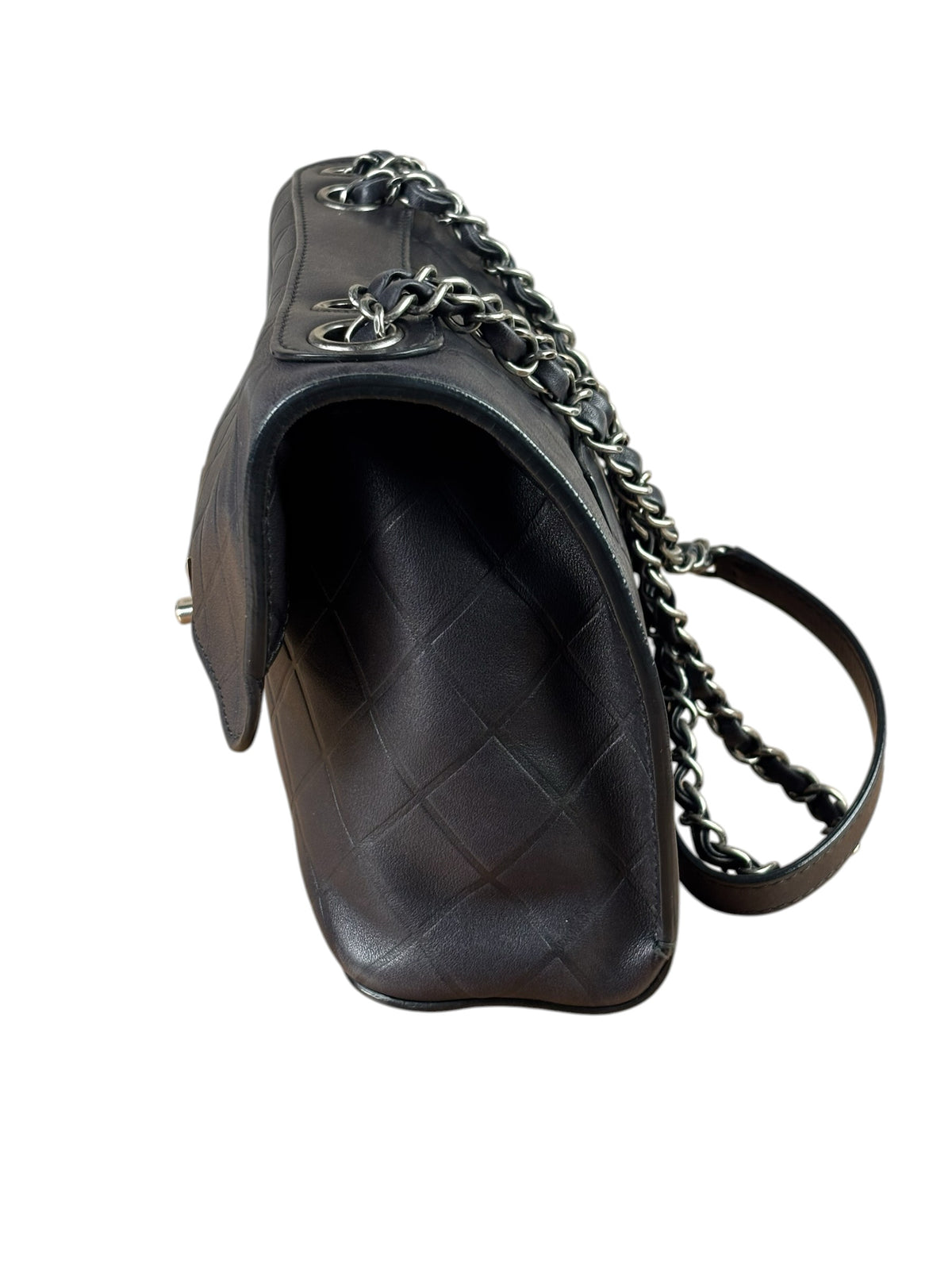 Chanel Black Embossed Leather CC Clasp Flap Bag 2015