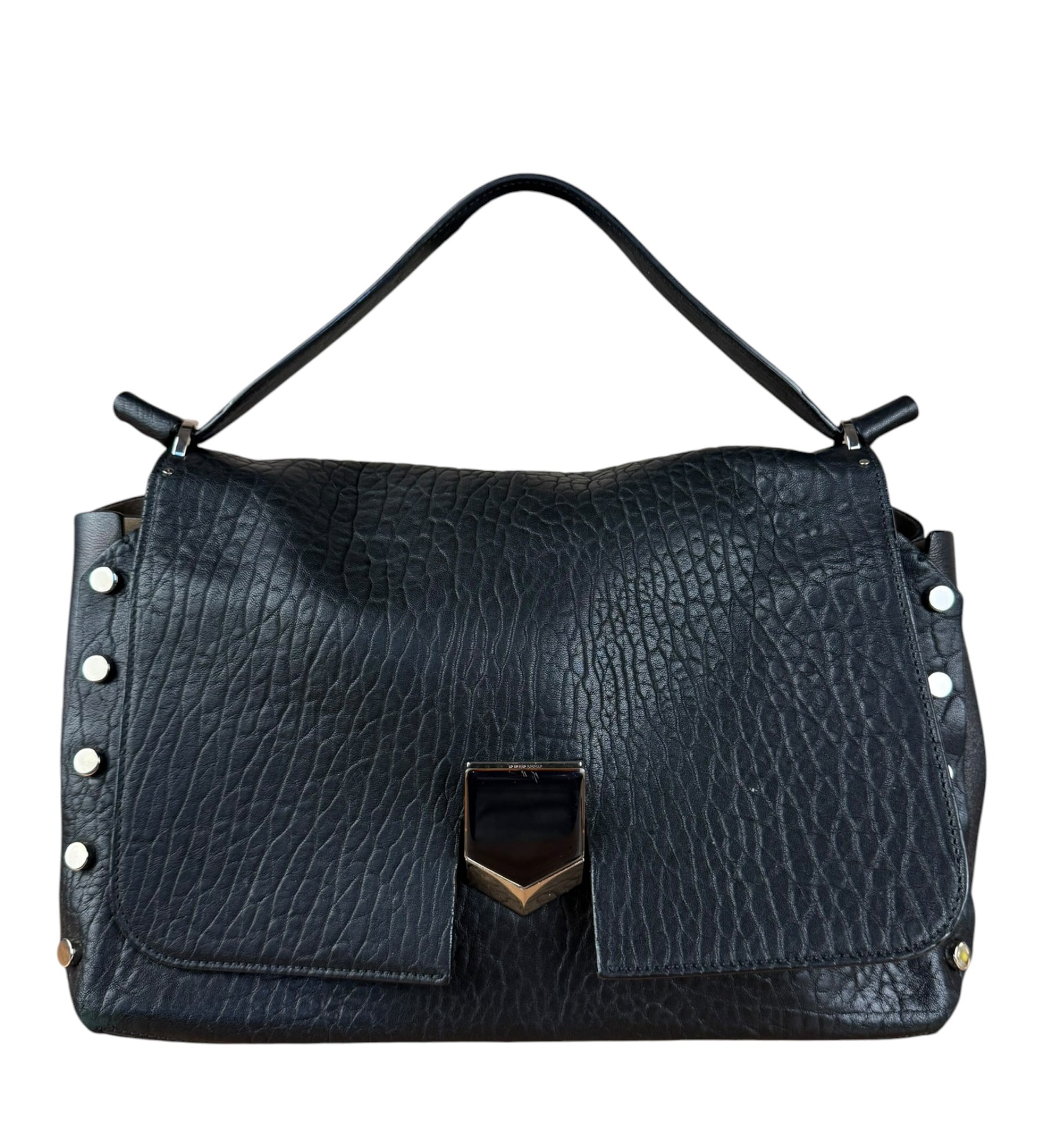 Jimmy Choo Black Leather Lockett Pebble Shoulder/Hand Bag