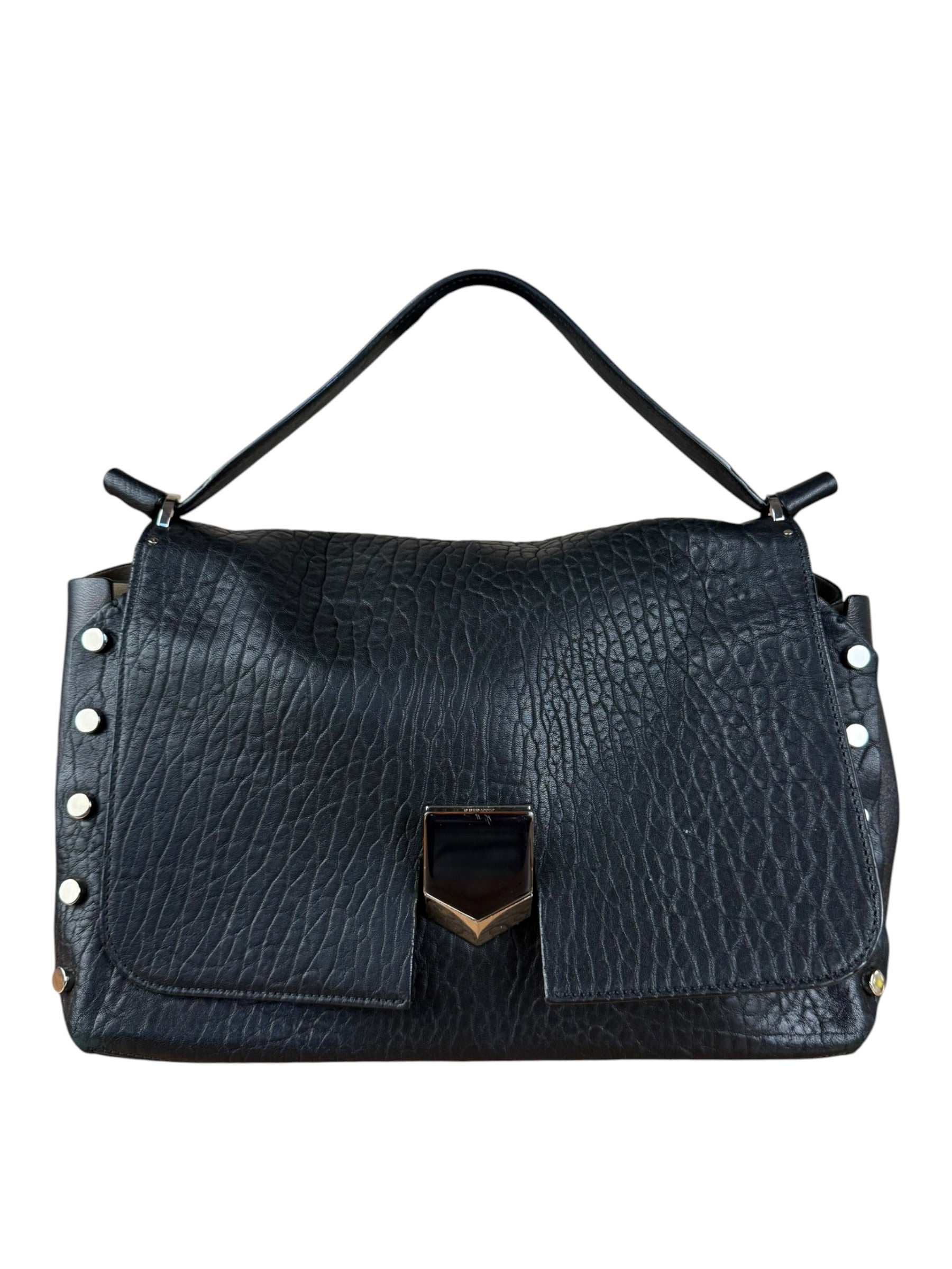 Jimmy Choo Black Leather Lockett Pebble Shoulder/Hand Bag
