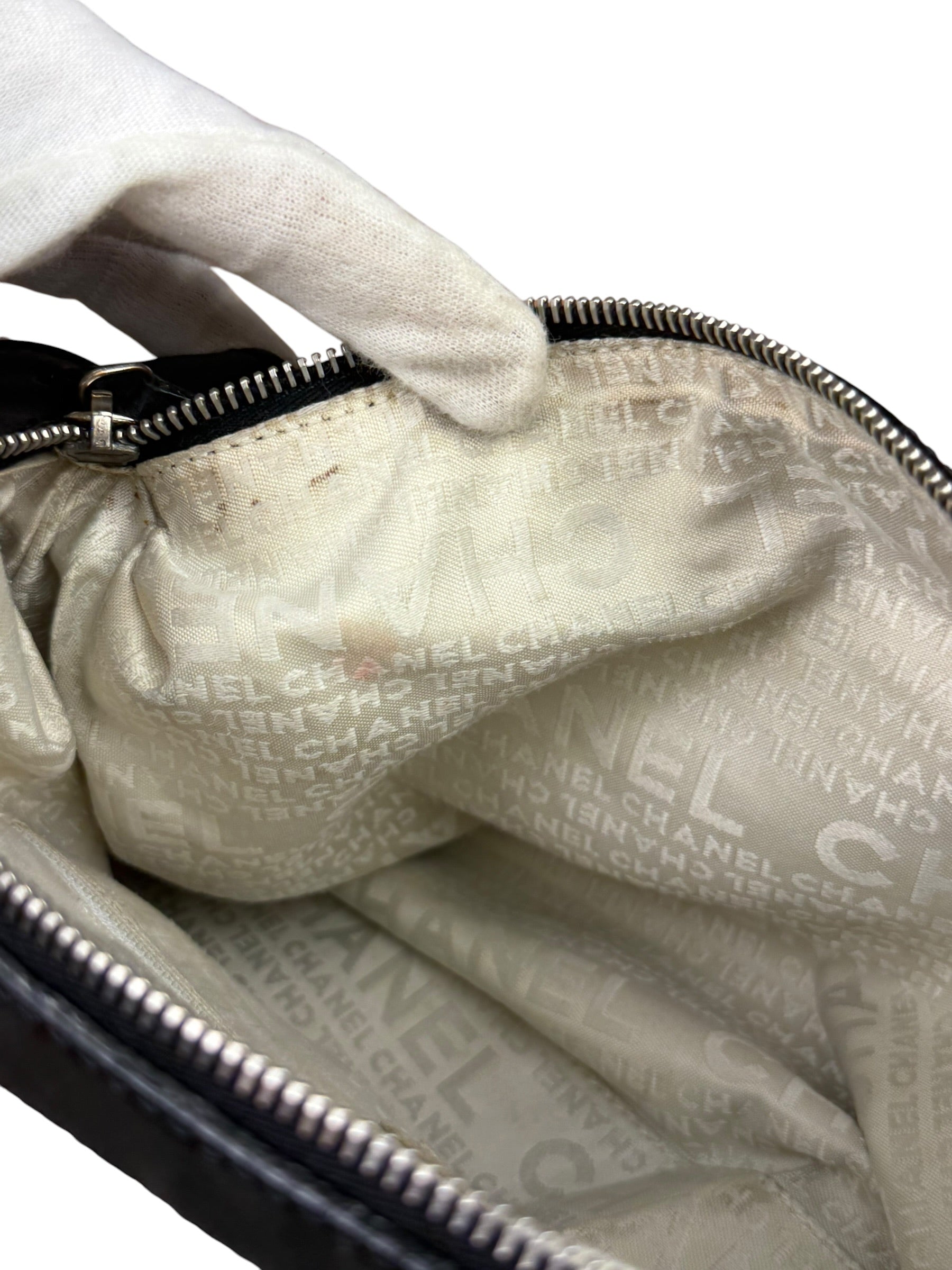Chanel Black/Beige Tweed Clover Hobo Shoulder Bag '05-'06