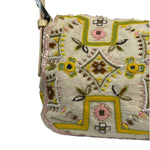 Fendi Cream Leather Trim Beaded Baguette