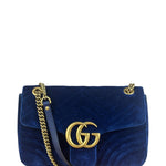 Gucci GG Blue Velvet Marmont Shoulder Bag