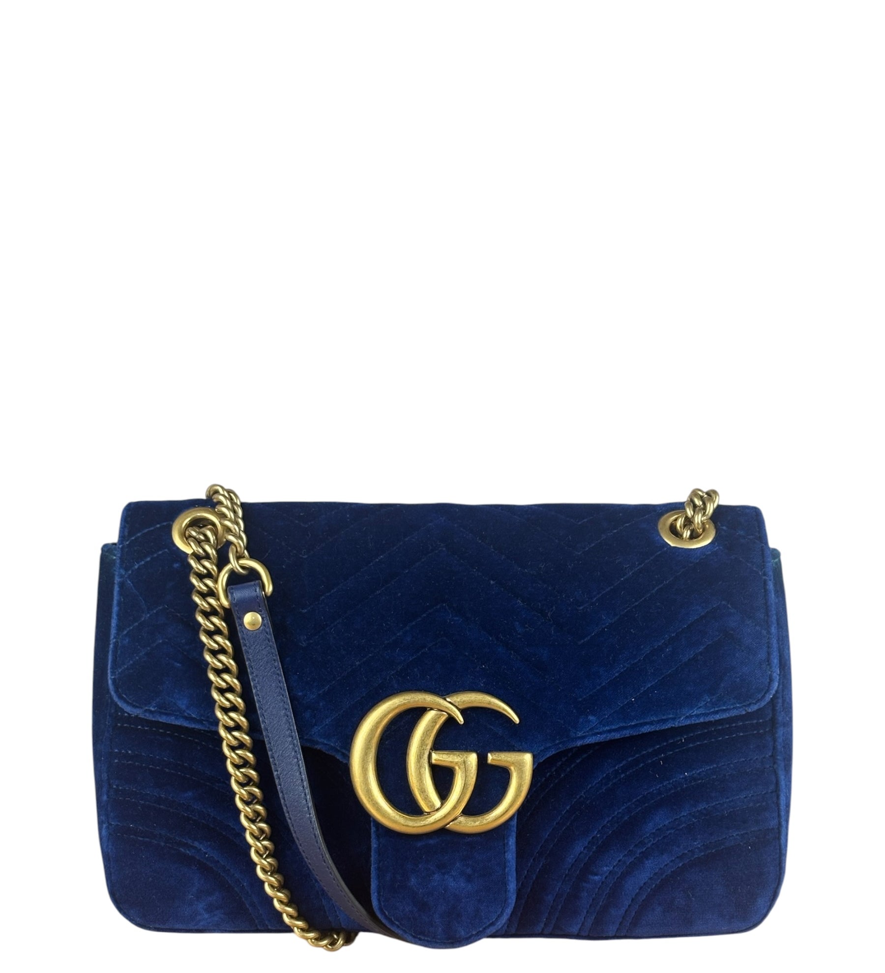 Gucci GG Blue Velvet Marmont Shoulder Bag